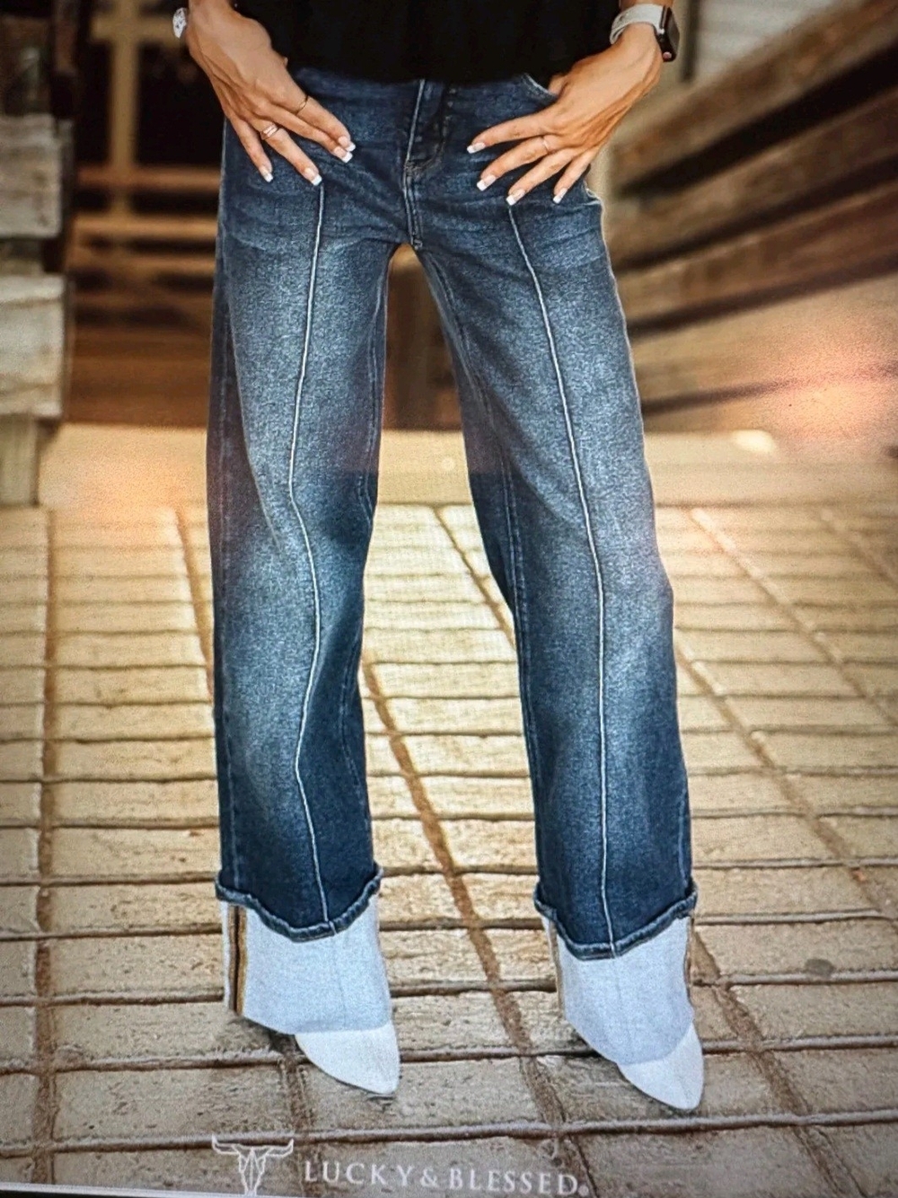 Lucky & Blessed Dark Blue Jeans